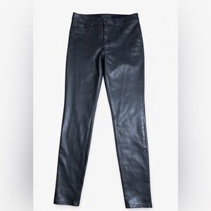 Level 99 Coated Skinny Jeans Size 28 Black Faux Leather Mid Rise Stretch